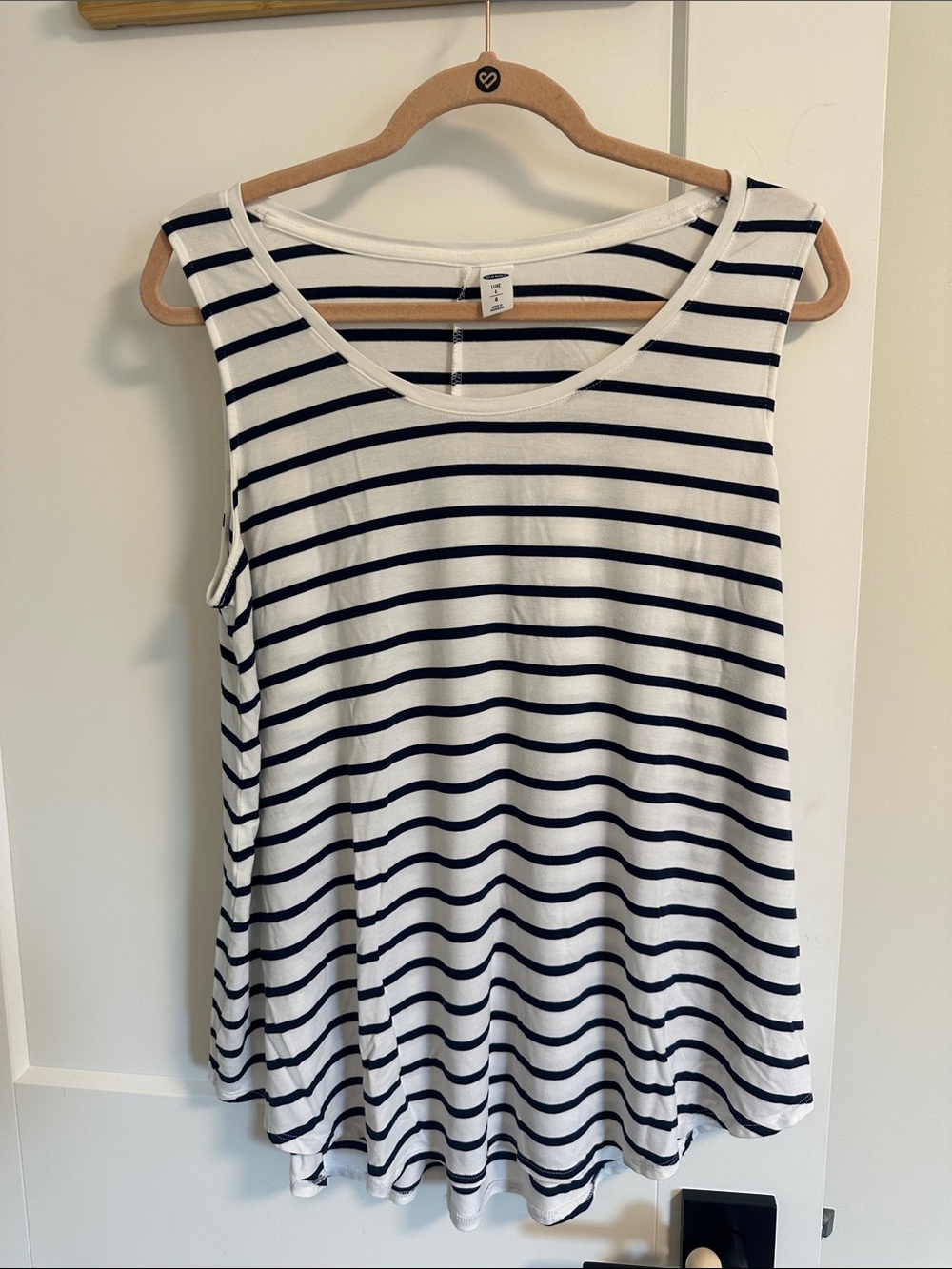 Old Navy White and Navy Striped Sleeveless Tank